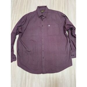 ARIAT Mens Long Sleeve Button Down Shirt Geometric Pattern Burgundy XXL